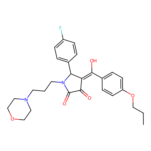 (4E)-5-(4-fluorophenyl)-4-[hydroxy-(4-propoxyphenyl)methylidene]-1-(3-morpholin-4-ylpropyl)pyrrolidine-2,3-dione structure