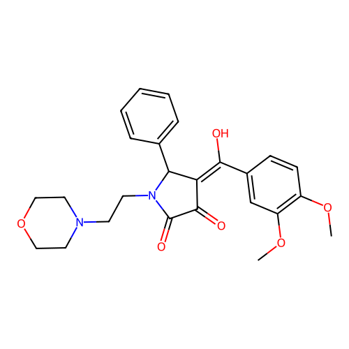 4-(3,4-dimethoxybenzoyl)-3-hydroxy-1-(2-morpholinoethyl)-5-phenyl-1H-pyrrol-2(5H)-one structure