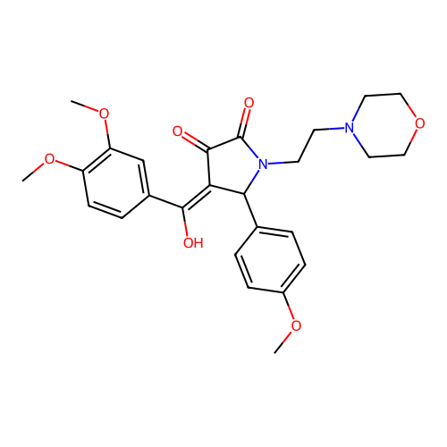 (4E)-4-[(3,4-dimethoxyphenyl)-hydroxymethylidene]-5-(4-methoxyphenyl)-1-(2-morpholin-4-ylethyl)pyrrolidine-2,3-dione structure