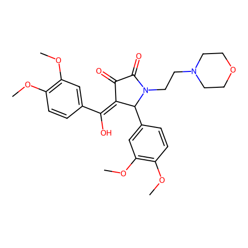 (4E)-5-(3,4-dimethoxyphenyl)-4-[(3,4-dimethoxyphenyl)-hydroxymethylidene]-1-(2-morpholin-4-ylethyl)pyrrolidine-2,3-dione structure