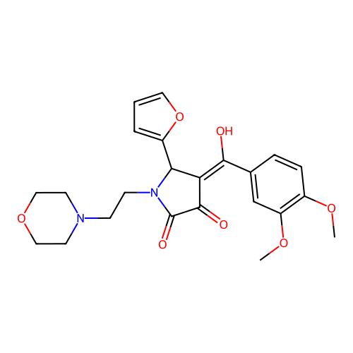 (4E)-4-[(3,4-dimethoxyphenyl)-hydroxymethylidene]-5-(furan-2-yl)-1-(2-morpholin-4-ylethyl)pyrrolidine-2,3-dione structure