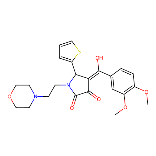 (4E)-4-[(3,4-dimethoxyphenyl)-hydroxymethylidene]-1-(2-morpholin-4-ylethyl)-5-thiophen-2-ylpyrrolidine-2,3-dione structure