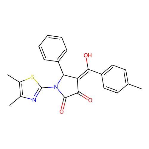 1-(4,5-dimethylthiazol-2-yl)-3-hydroxy-4-(4-methylbenzoyl)-5-phenyl-1H-pyrrol-2(5H)-one structure