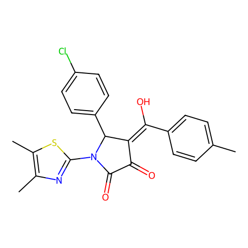 (4E)-5-(4-chlorophenyl)-1-(4,5-dimethyl-1,3-thiazol-2-yl)-4-[hydroxy(4-methylphenyl)methylidene]pyrrolidine-2,3-dione structure