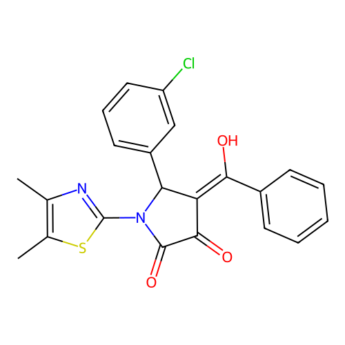 (4E)-5-(3-chlorophenyl)-1-(4,5-dimethyl-1,3-thiazol-2-yl)-4-[hydroxy(phenyl)methylidene]pyrrolidine-2,3-dione structure