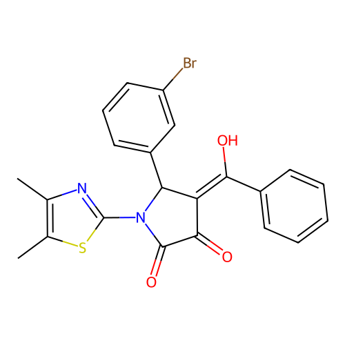 (4E)-5-(3-bromophenyl)-1-(4,5-dimethyl-1,3-thiazol-2-yl)-4-[hydroxy(phenyl)methylidene]pyrrolidine-2,3-dione structure