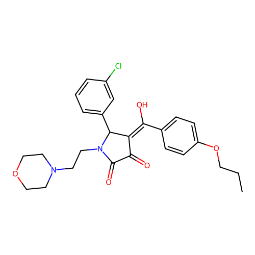 (4E)-5-(3-chlorophenyl)-4-[hydroxy-(4-propoxyphenyl)methylidene]-1-(2-morpholin-4-ylethyl)pyrrolidine-2,3-dione structure