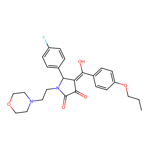 (4E)-5-(4-fluorophenyl)-4-[hydroxy-(4-propoxyphenyl)methylidene]-1-(2-morpholin-4-ylethyl)pyrrolidine-2,3-dione structure