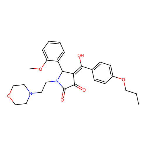 (4E)-4-[hydroxy-(4-propoxyphenyl)methylidene]-5-(2-methoxyphenyl)-1-(2-morpholin-4-ylethyl)pyrrolidine-2,3-dione structure