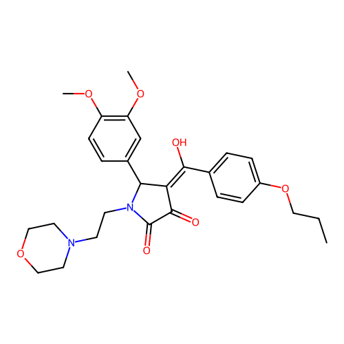 (4E)-5-(3,4-dimethoxyphenyl)-4-[hydroxy-(4-propoxyphenyl)methylidene]-1-(2-morpholin-4-ylethyl)pyrrolidine-2,3-dione structure