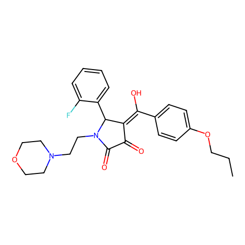 (4E)-5-(2-fluorophenyl)-4-[hydroxy-(4-propoxyphenyl)methylidene]-1-(2-morpholin-4-ylethyl)pyrrolidine-2,3-dione structure