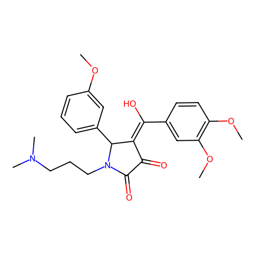 (4E)-4-[(3,4-dimethoxyphenyl)-hydroxymethylidene]-1-[3-(dimethylamino)propyl]-5-(3-methoxyphenyl)pyrrolidine-2,3-dione structure