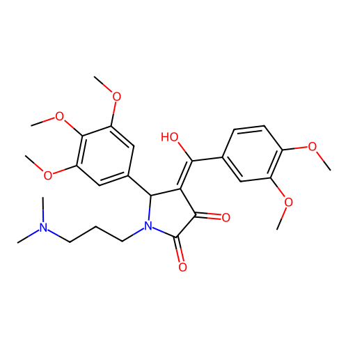 (4E)-4-[(3,4-dimethoxyphenyl)-hydroxymethylidene]-1-[3-(dimethylamino)propyl]-5-(3,4,5-trimethoxyphenyl)pyrrolidine-2,3-dione structure