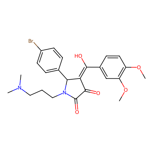 (4E)-5-(4-bromophenyl)-4-[(3,4-dimethoxyphenyl)-hydroxymethylidene]-1-[3-(dimethylamino)propyl]pyrrolidine-2,3-dione structure