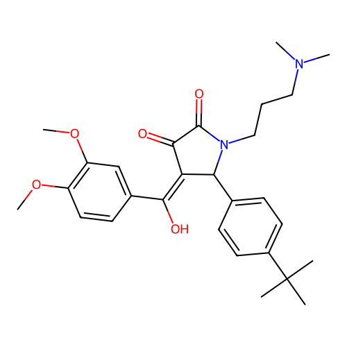 (4E)-5-(4-tert-butylphenyl)-4-[(3,4-dimethoxyphenyl)-hydroxymethylidene]-1-[3-(dimethylamino)propyl]pyrrolidine-2,3-dione structure