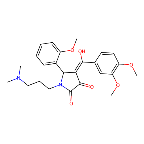 (4E)-4-[(3,4-dimethoxyphenyl)-hydroxymethylidene]-1-[3-(dimethylamino)propyl]-5-(2-methoxyphenyl)pyrrolidine-2,3-dione structure