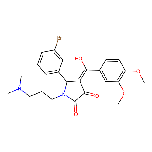 (4E)-5-(3-bromophenyl)-4-[(3,4-dimethoxyphenyl)-hydroxymethylidene]-1-[3-(dimethylamino)propyl]pyrrolidine-2,3-dione structure
