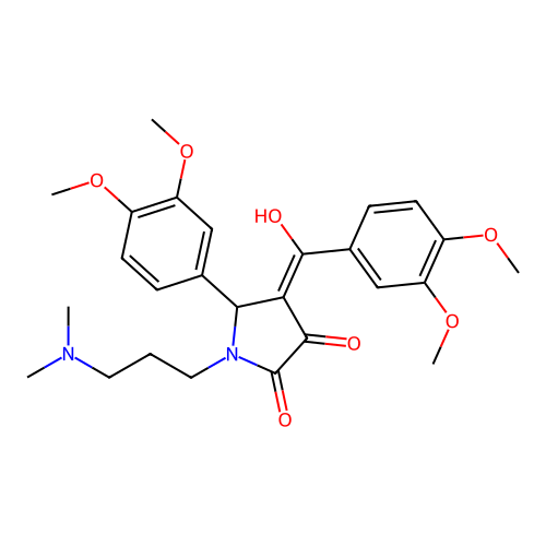 (4E)-5-(3,4-dimethoxyphenyl)-4-[(3,4-dimethoxyphenyl)-hydroxymethylidene]-1-[3-(dimethylamino)propyl]pyrrolidine-2,3-dione structure