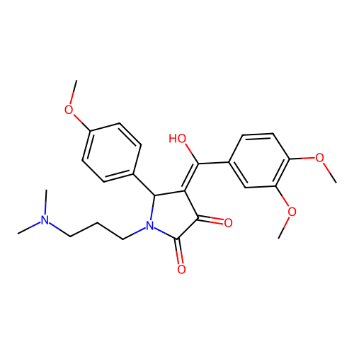 (4E)-4-[(3,4-dimethoxyphenyl)-hydroxymethylidene]-1-[3-(dimethylamino)propyl]-5-(4-methoxyphenyl)pyrrolidine-2,3-dione structure