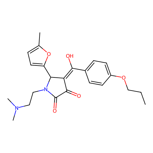 (4E)-1-(2-dimethylaminoethyl)-4-[hydroxy-(4-propoxyphenyl)methylidene]-5-(5-methylfuran-2-yl)pyrrolidine-2,3-dione structure