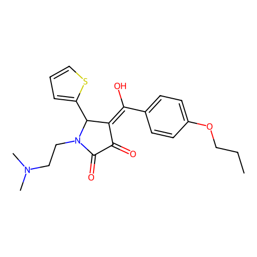 (4E)-1-(2-dimethylaminoethyl)-4-[hydroxy-(4-propoxyphenyl)methylidene]-5-thiophen-2-ylpyrrolidine-2,3-dione structure