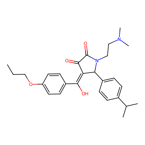 (4E)-1-(2-dimethylaminoethyl)-4-[hydroxy-(4-propoxyphenyl)methylidene]-5-(4-propan-2-ylphenyl)pyrrolidine-2,3-dione structure