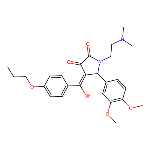 (4E)-5-(3,4-dimethoxyphenyl)-1-(2-dimethylaminoethyl)-4-[hydroxy-(4-propoxyphenyl)methylidene]pyrrolidine-2,3-dione structure
