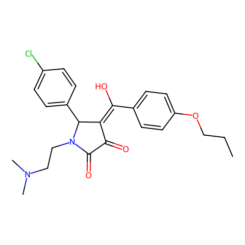 (4E)-5-(4-chlorophenyl)-1-(2-dimethylaminoethyl)-4-[hydroxy-(4-propoxyphenyl)methylidene]pyrrolidine-2,3-dione structure