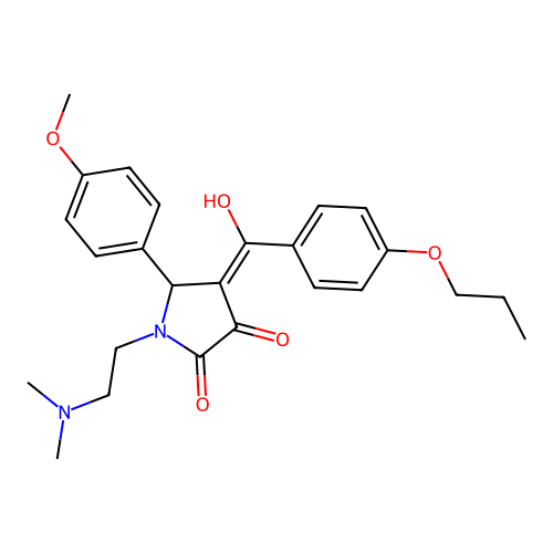 (4E)-1-(2-dimethylaminoethyl)-4-[hydroxy-(4-propoxyphenyl)methylidene]-5-(4-methoxyphenyl)pyrrolidine-2,3-dione structure