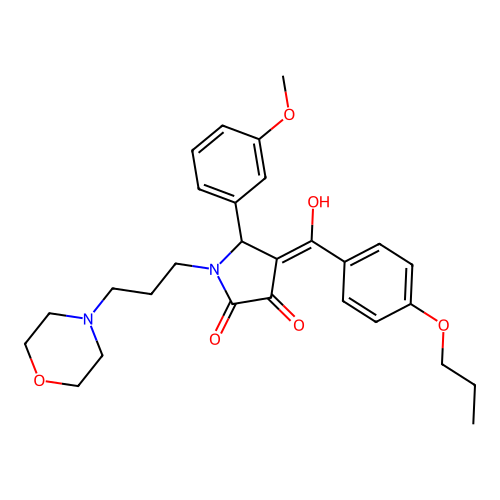 (4E)-4-[hydroxy-(4-propoxyphenyl)methylidene]-5-(3-methoxyphenyl)-1-(3-morpholin-4-ylpropyl)pyrrolidine-2,3-dione structure