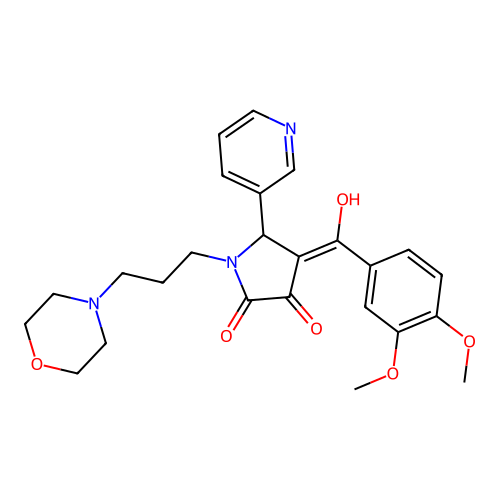 (4E)-4-[(3,4-dimethoxyphenyl)-hydroxymethylidene]-1-(3-morpholin-4-ylpropyl)-5-pyridin-3-ylpyrrolidine-2,3-dione structure