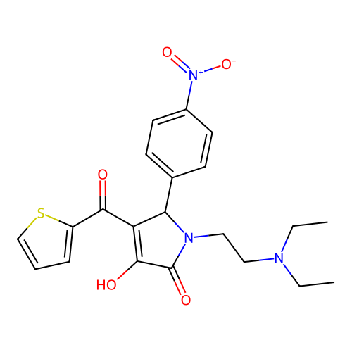 1-(2-(diethylamino)ethyl)-3-hydroxy-5-(4-nitrophenyl)-4-(thiophene-2-carbonyl)-1H-pyrrol-2(5H)-one structure