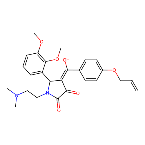 (4E)-5-(2,3-dimethoxyphenyl)-1-(2-dimethylaminoethyl)-4-[hydroxy-(4-prop-2-enoxyphenyl)methylidene]pyrrolidine-2,3-dione structure