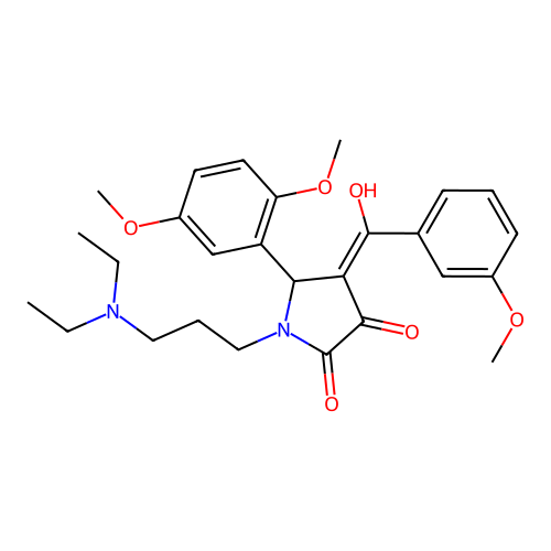 (4E)-1-[3-(diethylamino)propyl]-5-(2,5-dimethoxyphenyl)-4-[hydroxy-(3-methoxyphenyl)methylidene]pyrrolidine-2,3-dione structure