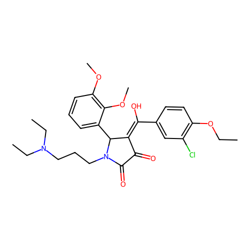 (4E)-4-[(3-chloro-4-ethoxyphenyl)-hydroxymethylidene]-1-[3-(diethylamino)propyl]-5-(2,3-dimethoxyphenyl)pyrrolidine-2,3-dione structure