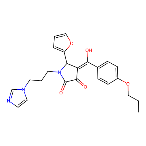 (4E)-5-(furan-2-yl)-4-[hydroxy-(4-propoxyphenyl)methylidene]-1-(3-imidazol-1-ylpropyl)pyrrolidine-2,3-dione structure