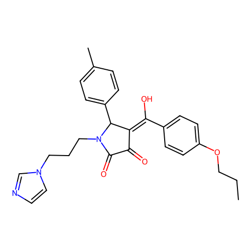(4E)-4-[hydroxy-(4-propoxyphenyl)methylidene]-1-(3-imidazol-1-ylpropyl)-5-(4-methylphenyl)pyrrolidine-2,3-dione structure