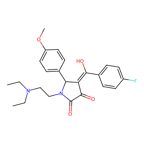 (4E)-1-(2-diethylaminoethyl)-4-[(4-fluorophenyl)-hydroxymethylidene]-5-(4-methoxyphenyl)pyrrolidine-2,3-dione structure