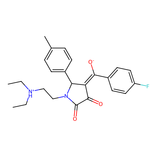 (E)-[1-[2-(diethylazaniumyl)ethyl]-2-(4-methylphenyl)-4,5-dioxopyrrolidin-3-ylidene]-(4-fluorophenyl)methanolate structure