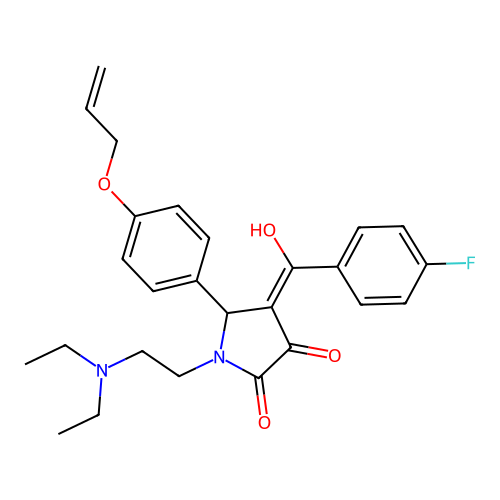(4E)-1-(2-diethylaminoethyl)-4-[(4-fluorophenyl)-hydroxymethylidene]-5-(4-prop-2-enoxyphenyl)pyrrolidine-2,3-dione structure