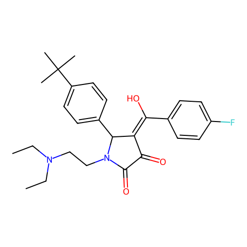 (4E)-5-(4-tert-butylphenyl)-1-(2-diethylaminoethyl)-4-[(4-fluorophenyl)-hydroxymethylidene]pyrrolidine-2,3-dione structure