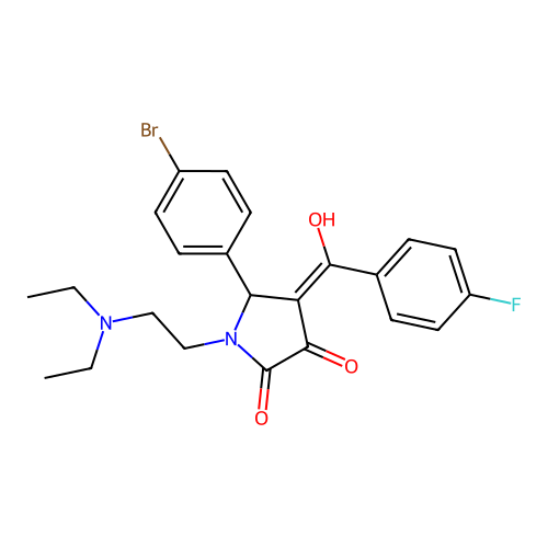 (4E)-5-(4-bromophenyl)-1-(2-diethylaminoethyl)-4-[(4-fluorophenyl)-hydroxymethylidene]pyrrolidine-2,3-dione structure