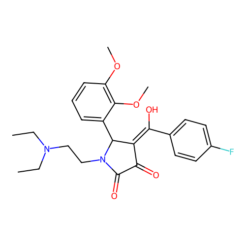 (4E)-1-(2-diethylaminoethyl)-5-(2,3-dimethoxyphenyl)-4-[(4-fluorophenyl)-hydroxymethylidene]pyrrolidine-2,3-dione structure
