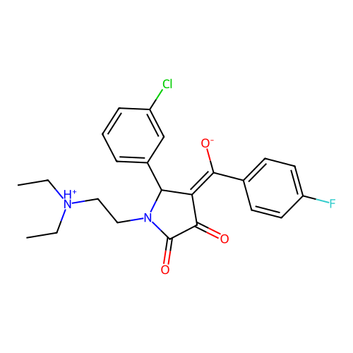 (E)-[2-(3-chlorophenyl)-1-[2-(diethylazaniumyl)ethyl]-4,5-dioxopyrrolidin-3-ylidene]-(4-fluorophenyl)methanolate structure