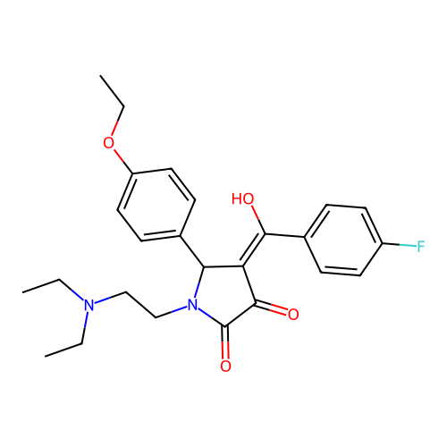 (4E)-1-(2-diethylaminoethyl)-5-(4-ethoxyphenyl)-4-[(4-fluorophenyl)-hydroxymethylidene]pyrrolidine-2,3-dione structure