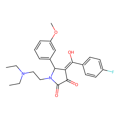(4E)-1-(2-diethylaminoethyl)-4-[(4-fluorophenyl)-hydroxymethylidene]-5-(3-methoxyphenyl)pyrrolidine-2,3-dione structure