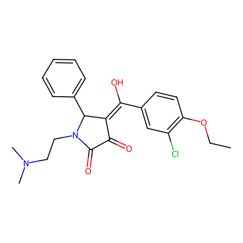 (4E)-4-[(3-chloro-4-ethoxyphenyl)-hydroxymethylidene]-1-(2-dimethylaminoethyl)-5-phenylpyrrolidine-2,3-dione structure