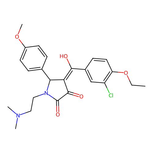 (4E)-4-[(3-chloro-4-ethoxyphenyl)-hydroxymethylidene]-1-(2-dimethylaminoethyl)-5-(4-methoxyphenyl)pyrrolidine-2,3-dione structure