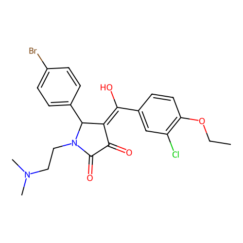 (4E)-5-(4-bromophenyl)-4-[(3-chloro-4-ethoxyphenyl)-hydroxymethylidene]-1-(2-dimethylaminoethyl)pyrrolidine-2,3-dione structure