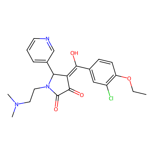(4E)-4-[(3-chloro-4-ethoxyphenyl)-hydroxymethylidene]-1-(2-dimethylaminoethyl)-5-pyridin-3-ylpyrrolidine-2,3-dione structure